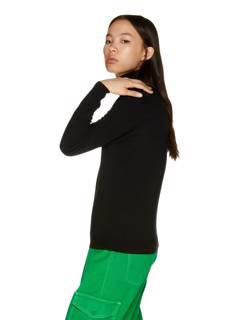 Black turtleneck sweater in pure Merino wool