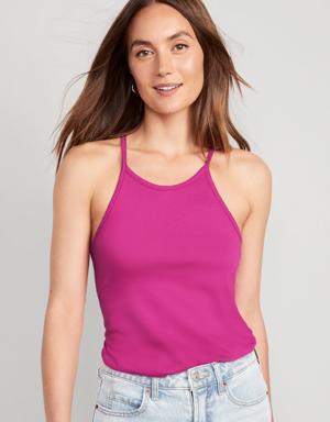 Relaxed Halter Tank Top for Women pink