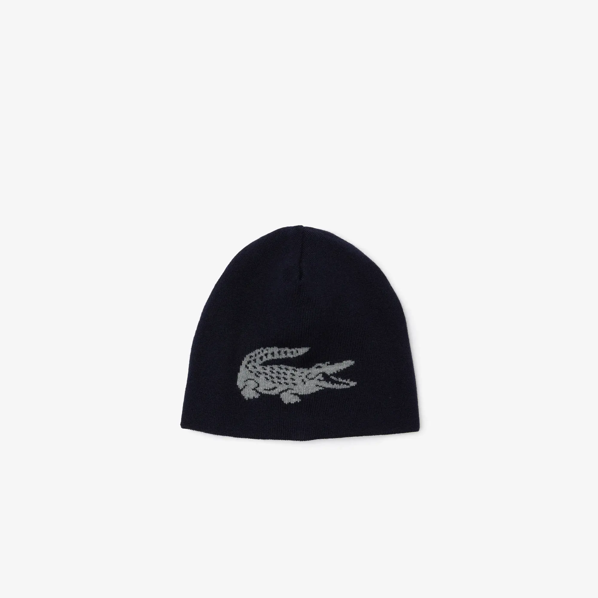 Lacoste Unisex Contrast Crocodile Reversible Beanie. 1 Lacoste Unisex Contrast Crocodile Reversible Beanie. 1