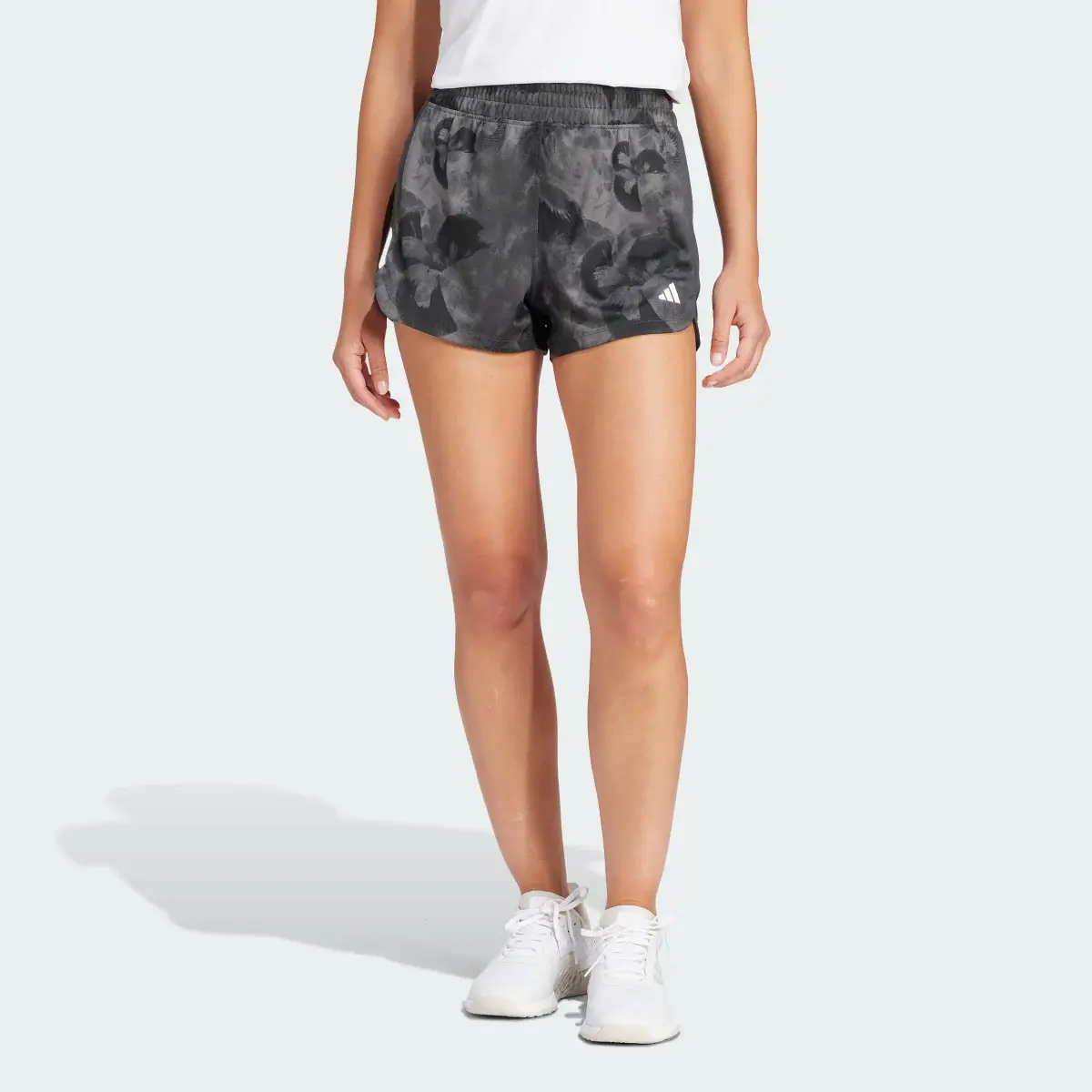 Adidas Pacer Essentials AOP Flower Tie-Dye Knit Shorts. 1