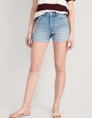 High-Waisted Wow Jean Shorts -- 3-inch inseam blue