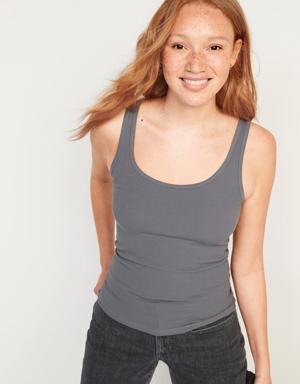 Old Navy Scoop-Neck Rib-Knit First Layer Tank Top for Women gray