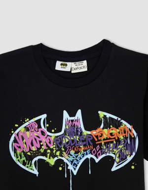 Erkek Çocuk Batman Bisiklet Yaka Kısa Kollu Tişört
