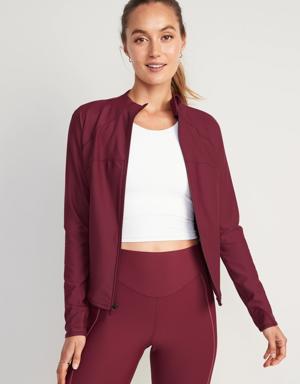 PowerSoft Cropped Full-Zip Performance Jacket for Women red