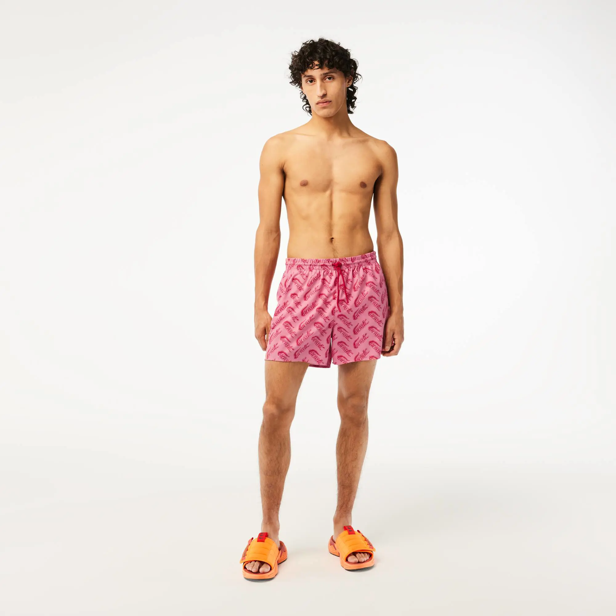 Lacoste Men’s Lacoste Recycled Polyester Print Swim Trunks. 1