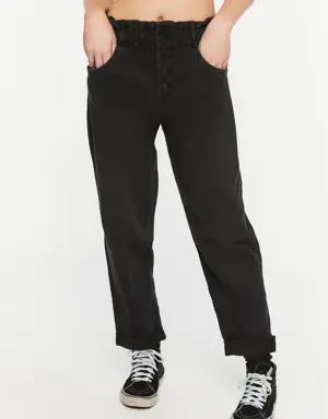 Forever 21 Paperbag Straight Leg Jeans Black