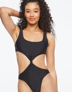 Forever 21 Knotted Monokini One Piece Swimsuit Black