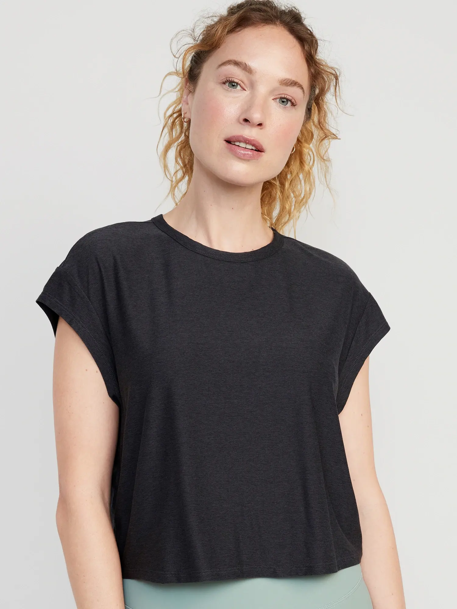 Old Navy Cloud 94 Soft Cutout-Back Cropped T-Shirt for Women black. 1