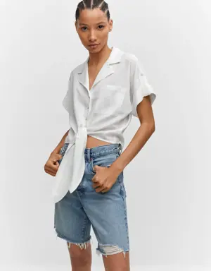 Linen shirt with bow