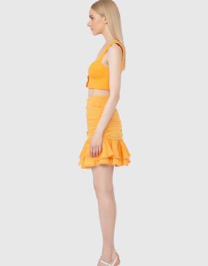 Frilly Mini Orange Skirt