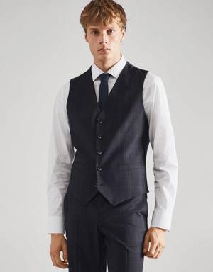 Slim-fit checked suit vest