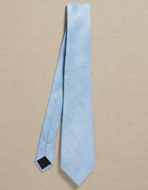 Spina Italian Linen-Silk Tie blue