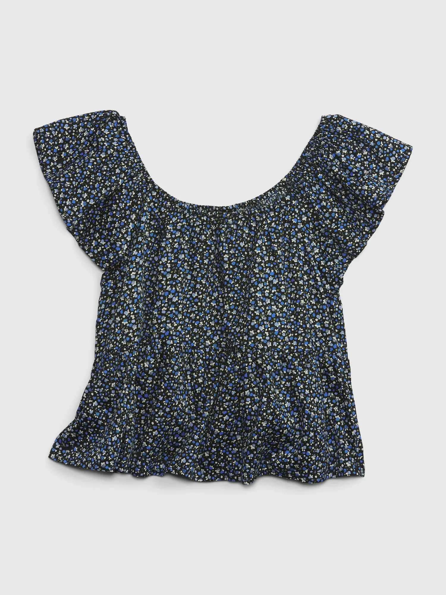 Gap Kids Floral Flutter Sleeve Top blue. 1