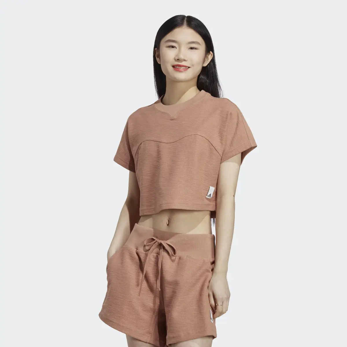 Adidas Lounge Terry Loop Crop Top. 2