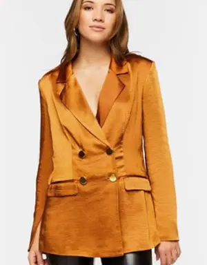 Forever 21 Satin Split Sleeve Blazer Root Beer