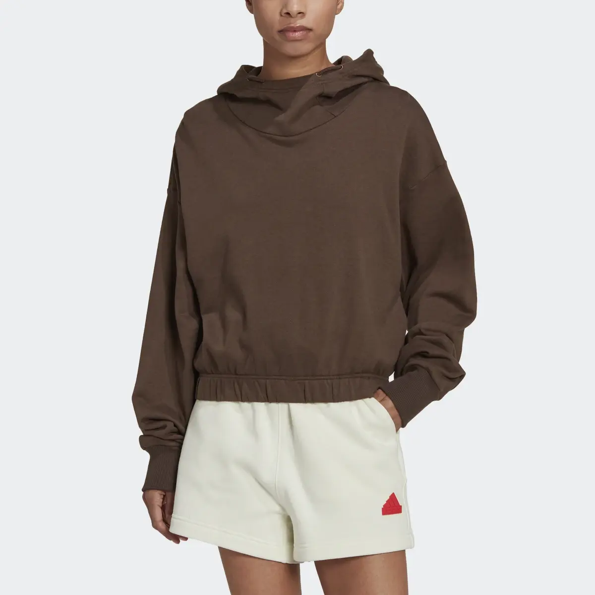 Adidas Studio Lounge Cropped Hoodie. 1