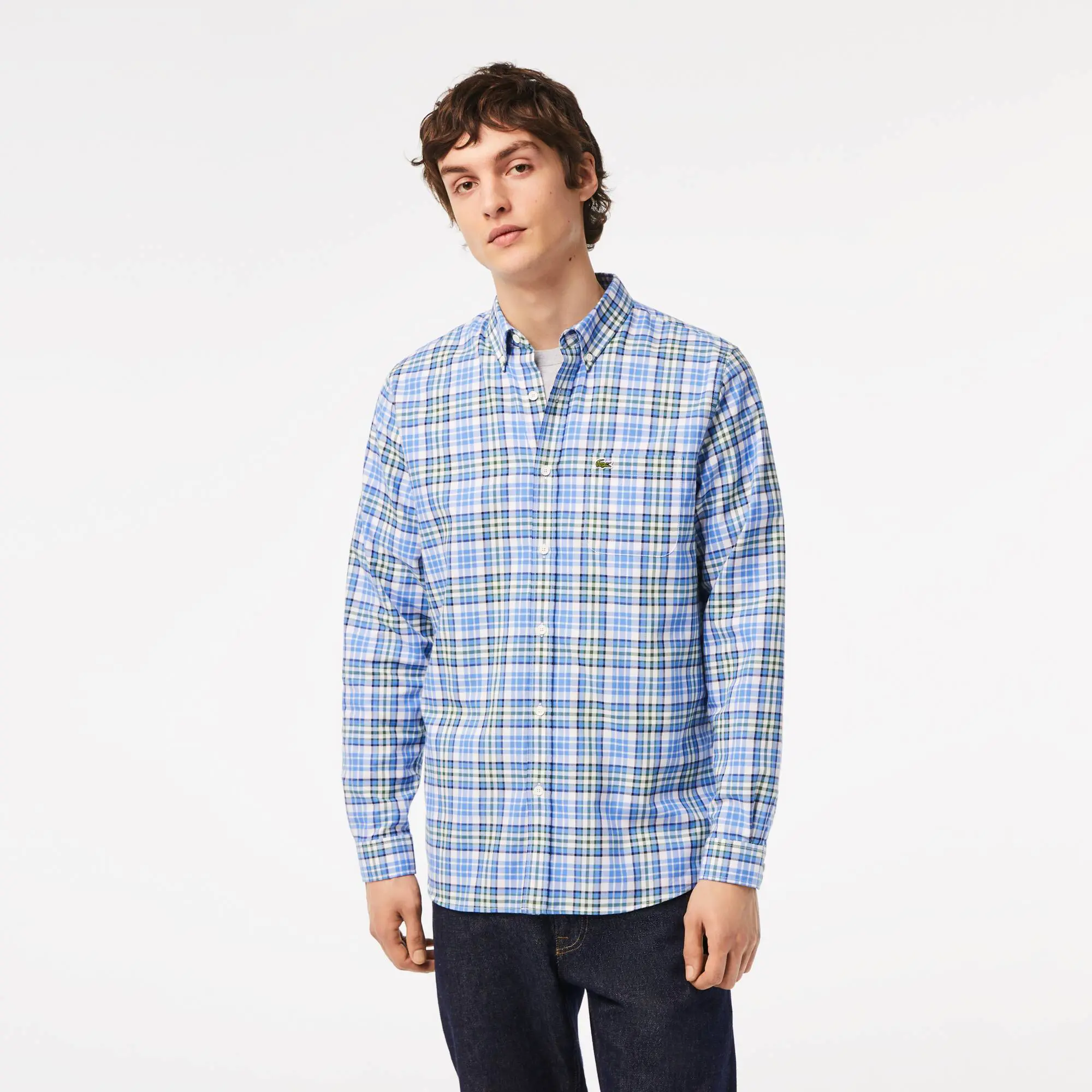 Lacoste Camisa em xadrez de algodão orgânico Lacoste para homem. 1