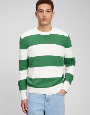 Mainstay Striped Crewneck Sweater green