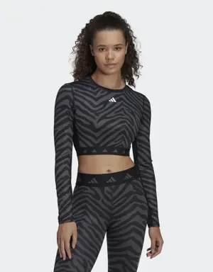 Hyperglam Techfit Crop Long Sleeve Zebra Tee