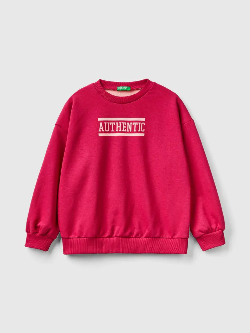 Benetton color block sweatshirt with print. 1