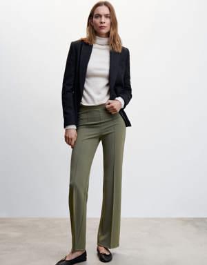 Seam-detail straight-fit trousers
