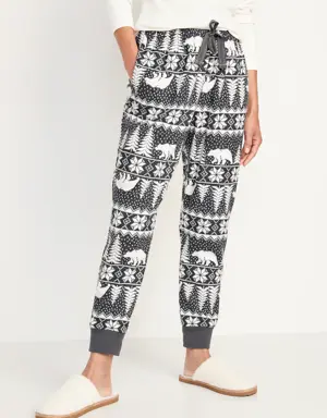 Printed Flannel Jogger Pajama Pants for Women multi