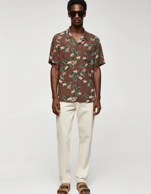 Regular-fit Hawaiian-print shirt