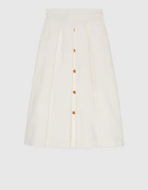 Cotton canvas skirt with pleats