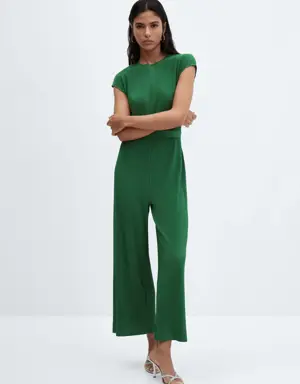 Pleated jumpsuit with bow
