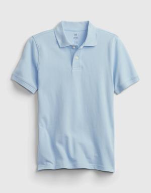 Kids Organic Cotton Uniform Polo Shirt blue