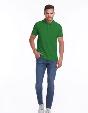 Yeşil Regular Fit %100 Pamuk Polo Yaka Tişört