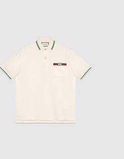 Cotton polo with Web and Interlocking G