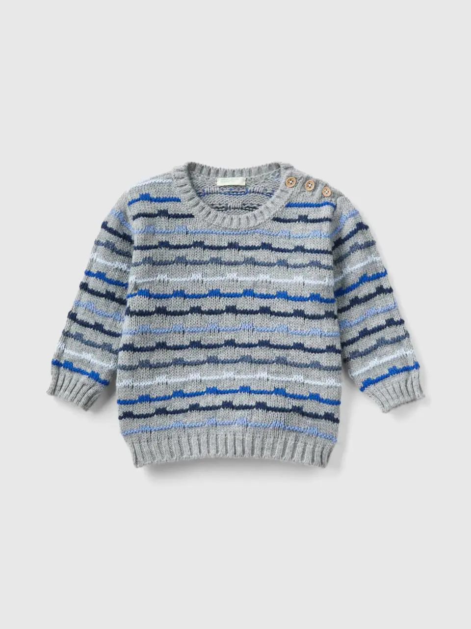Benetton sweater in wool blend with inlay. 1