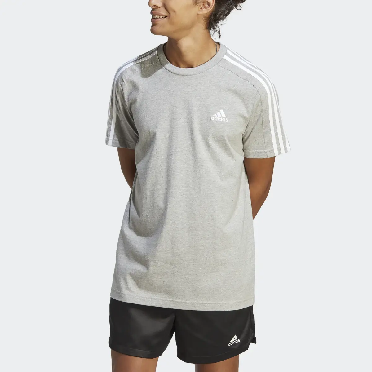 Adidas Essentials Single Jersey 3-Stripes T-Shirt. 1