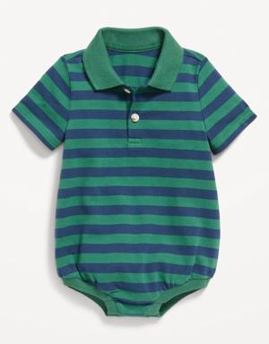Printed Short-Sleeve Polo Romper for Baby green
