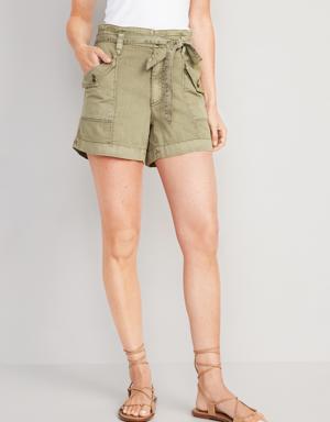 Old Navy Extra High-Waisted Tie-Front Cargo Workwear Shorts for Women -- 4-inch inseam green
