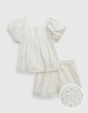 Toddler Eyelet Outfit Set white