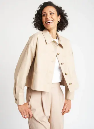 Kit And Ace Cotton Twill Cropped Jacket. 1