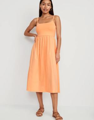 Fit & Flare Combination Midi Cami Dress for Women orange