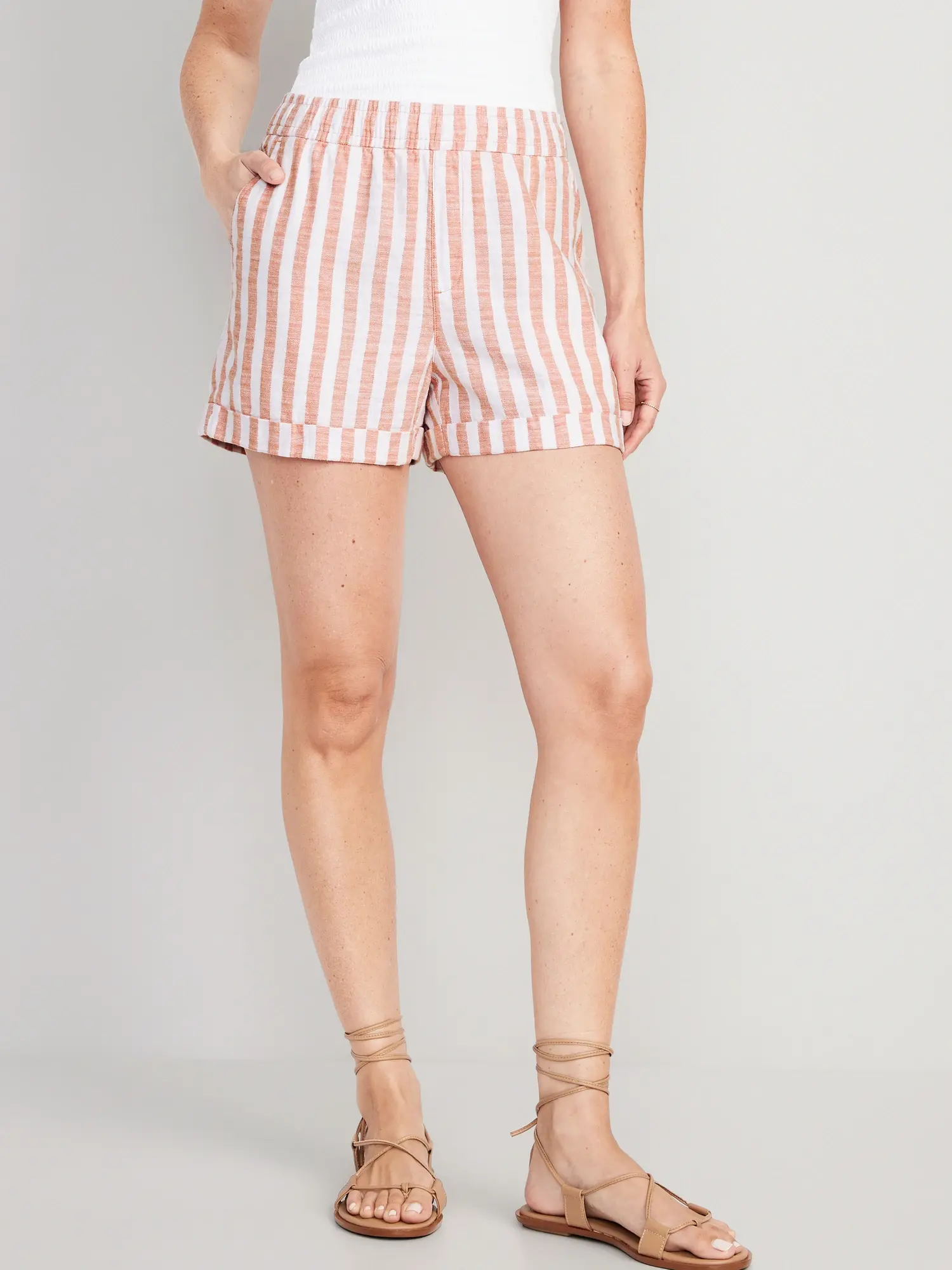 Old Navy Matching High-Waisted Striped Linen-Blend Shorts for Women -- 3.5-inch inseam multi. 1