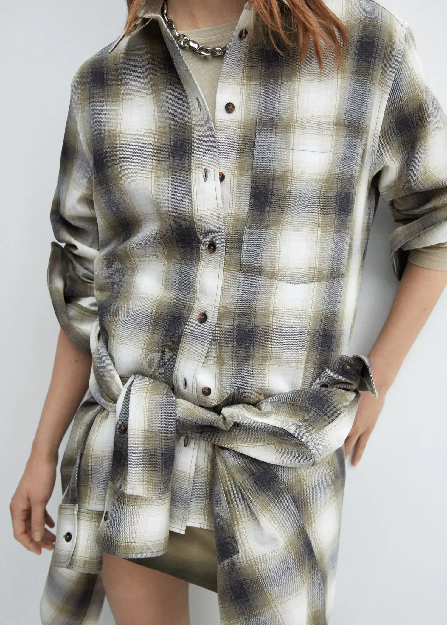 Mango Check cotton shirt. 1