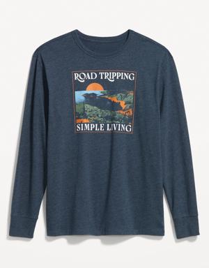 Soft-Washed Long-Sleeve Graphic T-Shirt for Men blue