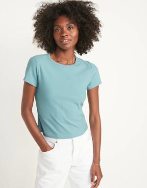 Old Navy Fitted Short-Sleeve Cropped Rib-Knit T-Shirt for Women blue