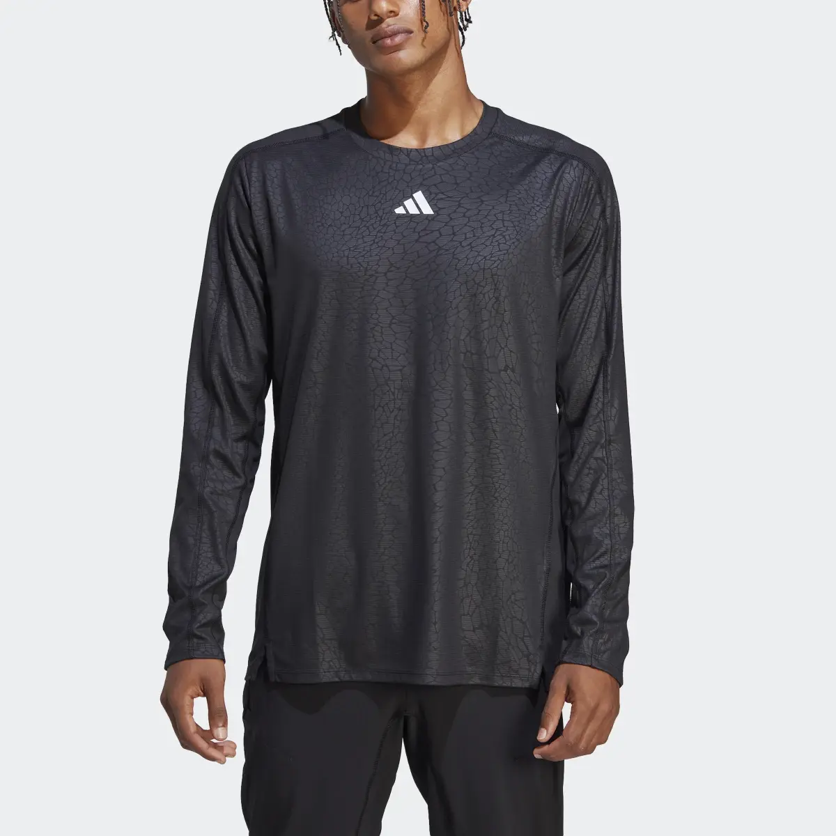 Adidas Workout PU Print Long-Sleeve Top. 1