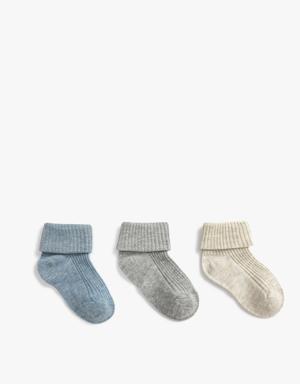 3’lü Çok Renkli Pamuk Karışımlı Çorap Seti