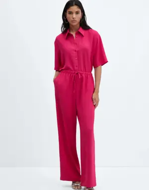 Wideleg trousers with elastic waist
