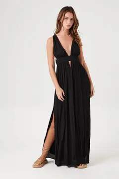 Forever 21 Forever 21 Plunging Cutout Maxi Dress Black. 2