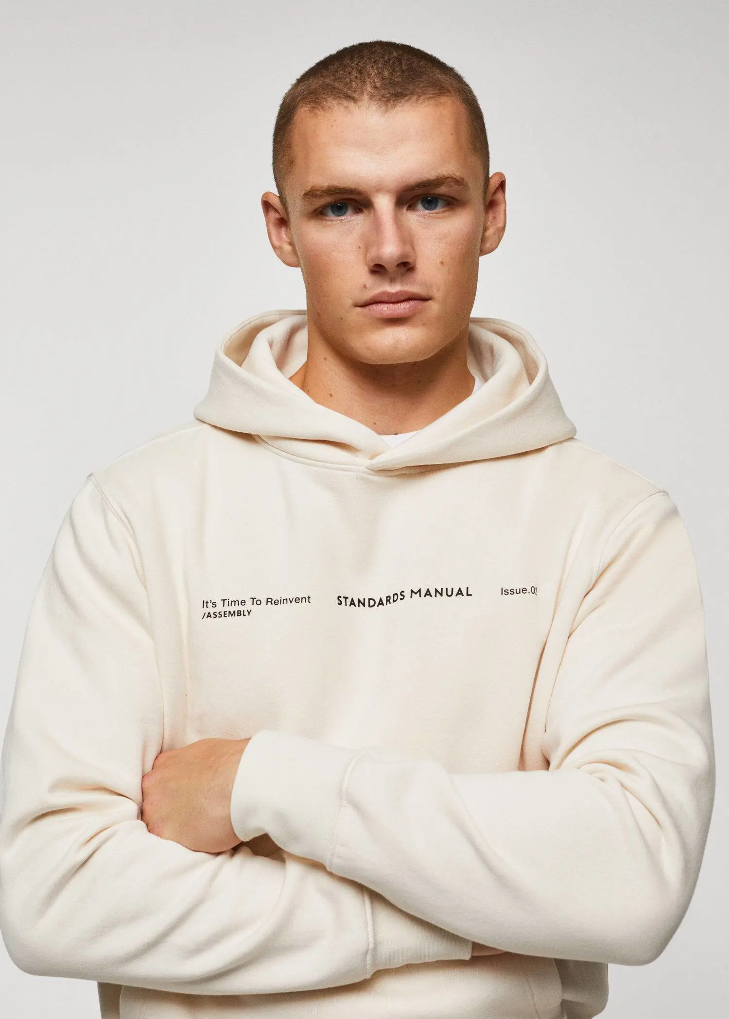 Mango Cotton hooded sweatshirt text. 1