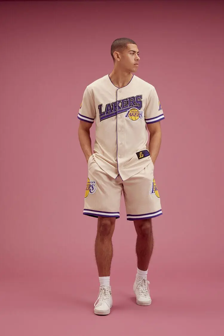 Forever 21 Forever 21 Los Angeles Lakers Basketball Shorts Taupe/Multi. 1