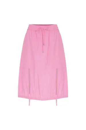 Roman Zipper Detailed Pocket Midi Length Skirt Pink. 1